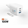 Fixed GaN Network Charger Mini with 2xUSB-C and USB output, PD support, 100 W, white | FIXCG100M-2C1A-WH