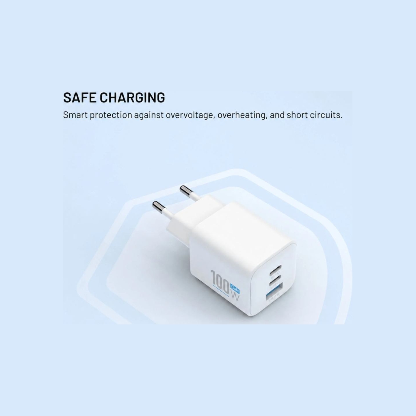 Fixed GaN Network Charger Mini with 2xUSB-C and USB output, PD support, 100 W, white | FIXCG100M-2C1A-WH
