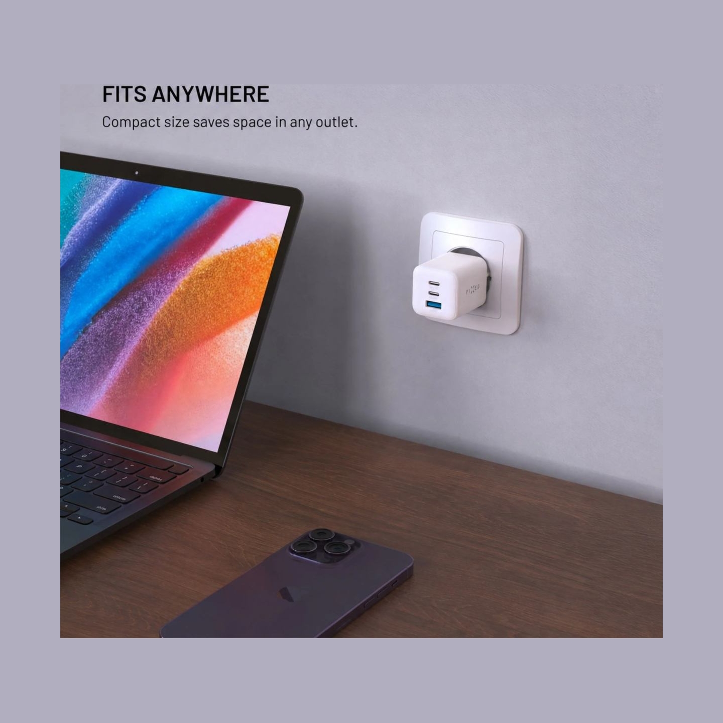 Fixed GaN Network Charger Mini with 2xUSB-C and USB output, PD support, 100 W, white | FIXCG100M-2C1A-WH