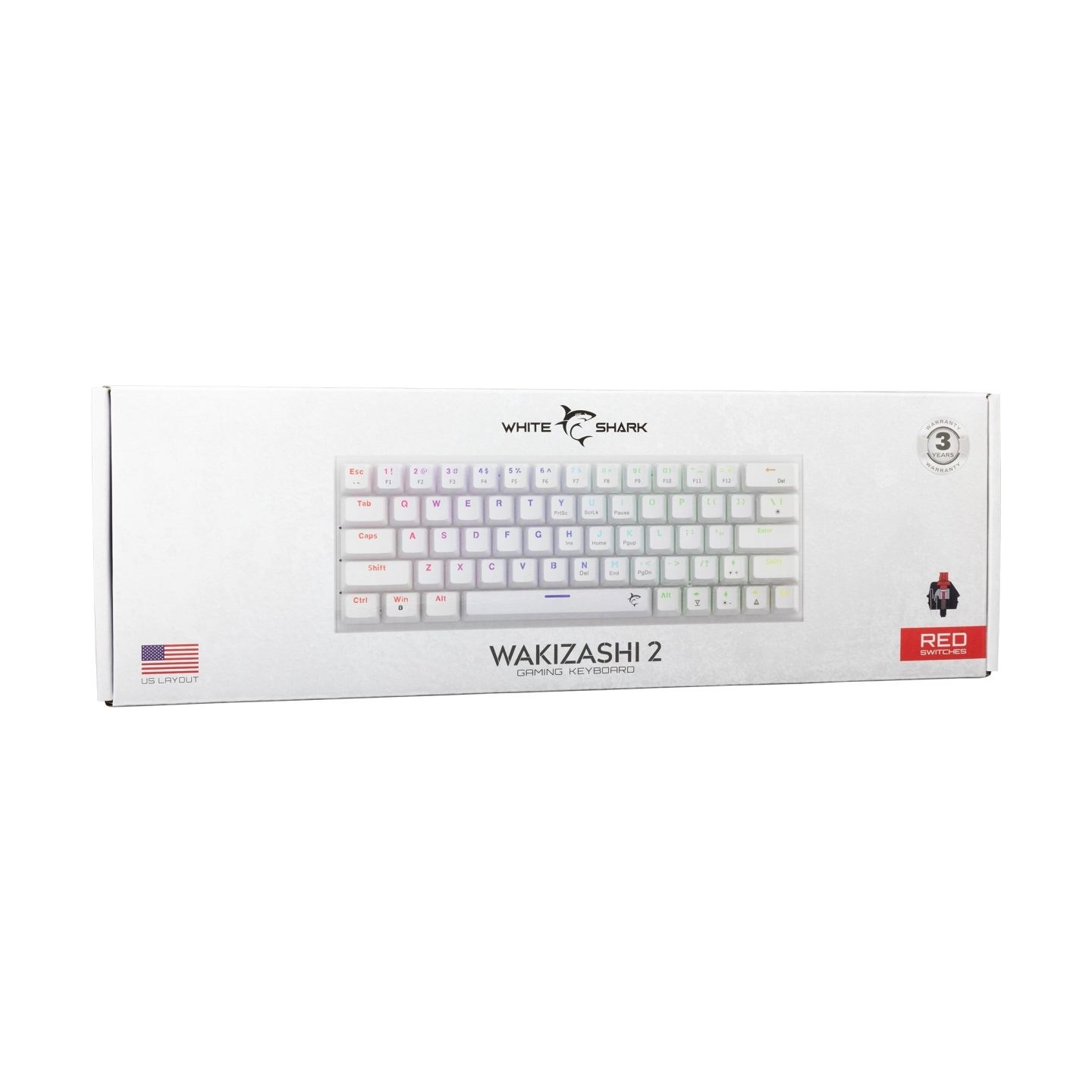 White Shark GK-002211V2  Wakizashi 2 White US Red Switches