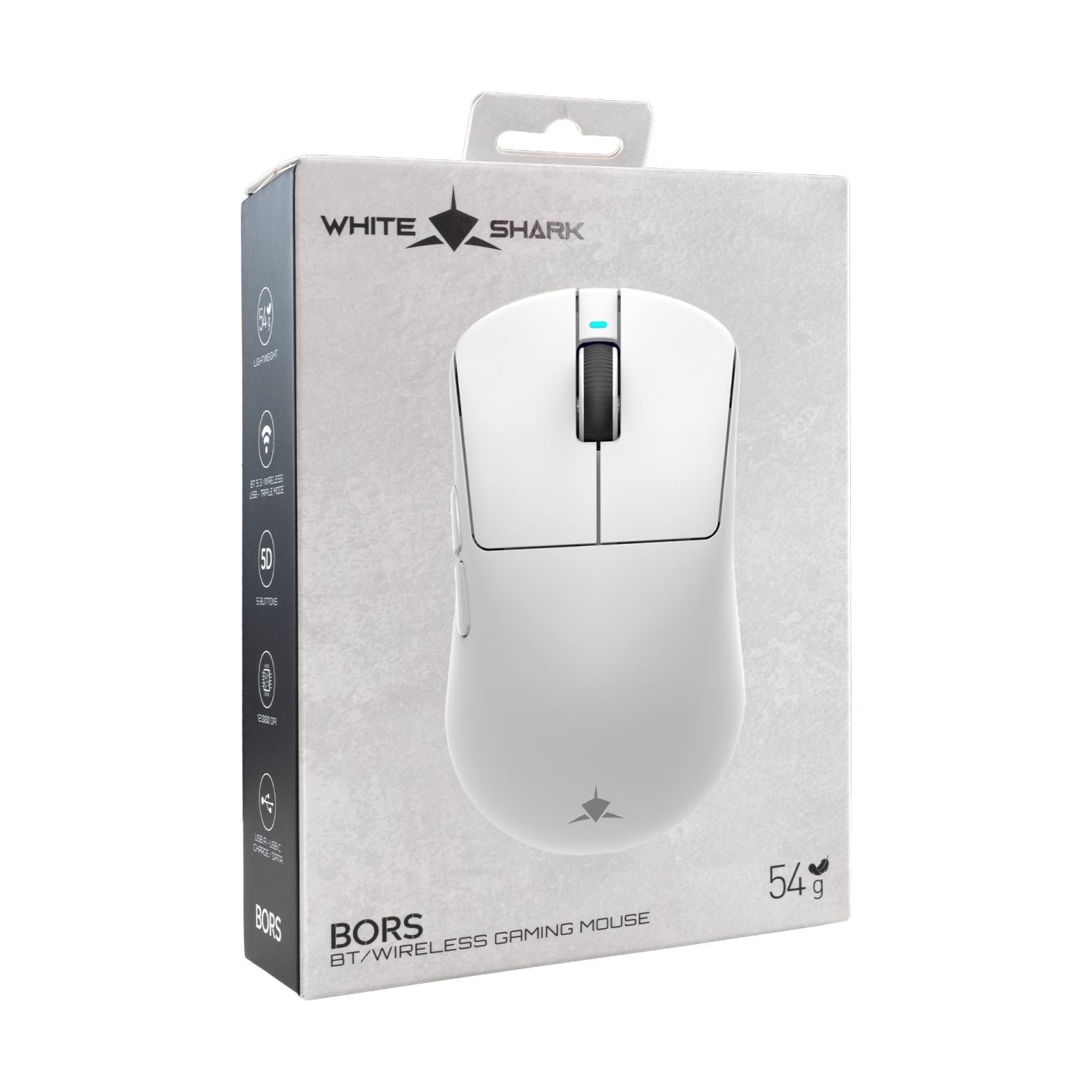 White Shark BORS-W WGM-5021 12000 DPI Wireless Gaming Mouse, Black