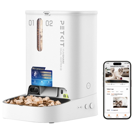 Petkit YumShare Dual-hopper 2 Automatic Feeder with Camera | Capacity 5 L | Material ABS, 304 stainless steel | White