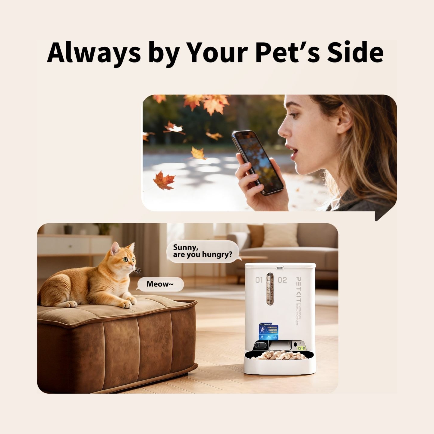 Petkit YumShare Dual-hopper 2 Automatic Feeder with Camera | Capacity 5 L | Material ABS, 304 stainless steel | White