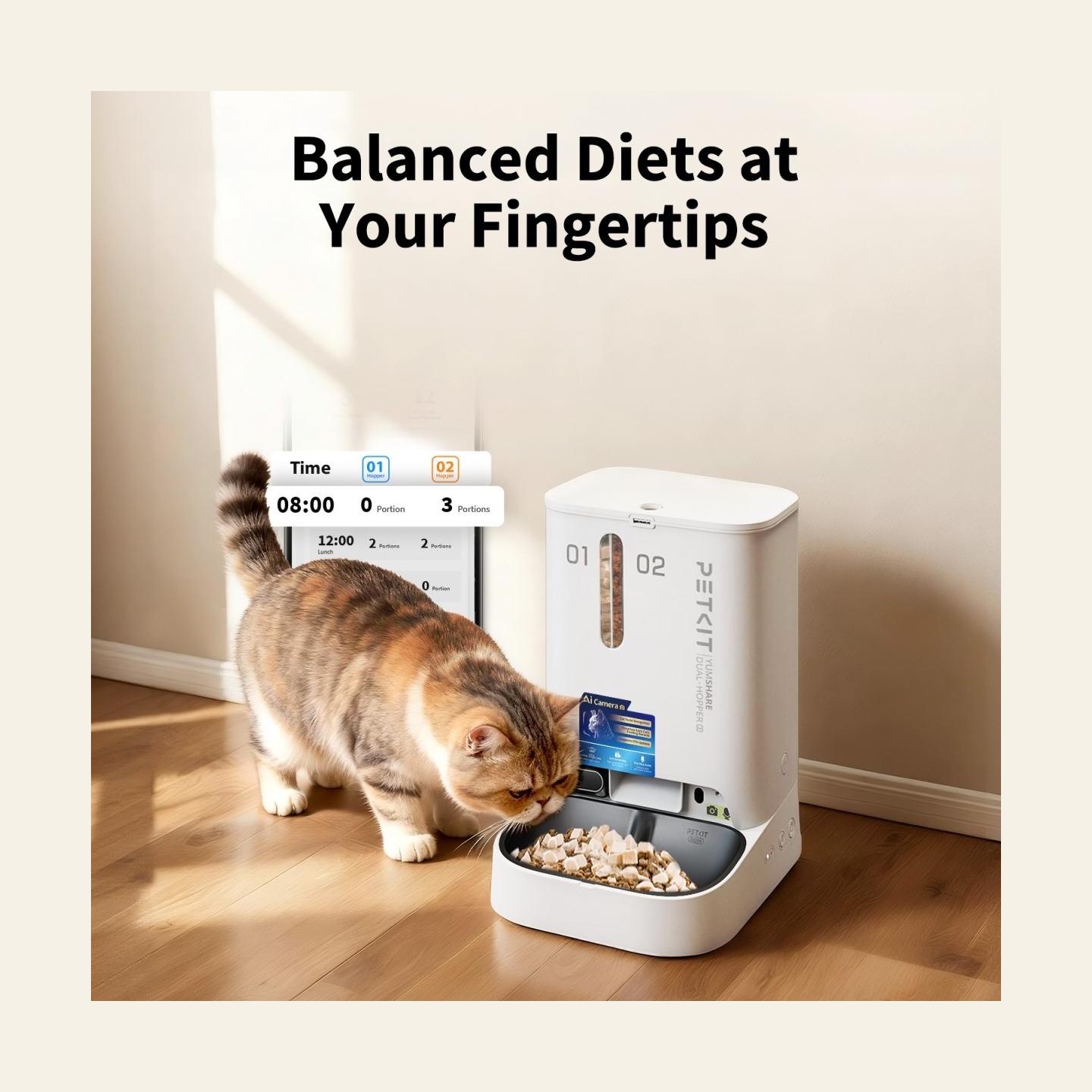 Petkit YumShare Dual-hopper 2 Automatic Feeder with Camera | Capacity 5 L | Material ABS, 304 stainless steel | White