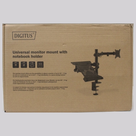 Digitus Universal Monitor Mount with Notebook Holder | Digitus Desk Mount | DA-90436 | Tilt, swivel, height adjustment, rotate |