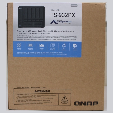 Qnap | QNAP 9-Bay QTS NAS | TS-932PX-4G | Up to 9 HDD/SSD Hot-Swap | AnnapurnaLabs Alpine | AL324 ARM Cortex-A57 Quad-Core | Pro