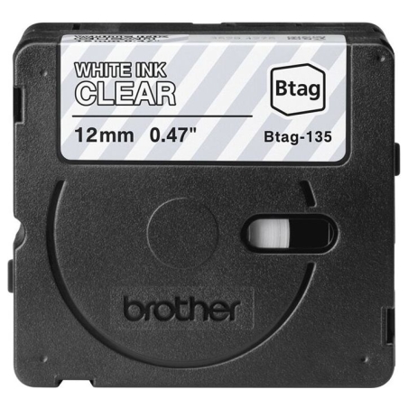 Brother BTAG-135 | White on Clear | Btag