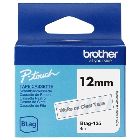 Brother BTAG-135 | White on Clear | Btag
