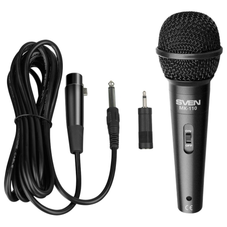 Sven Microphone SVEN MK-110 (wired, dynamic, metal, cable 4.0m, 6.3 / 3.5 mm jack, black)
