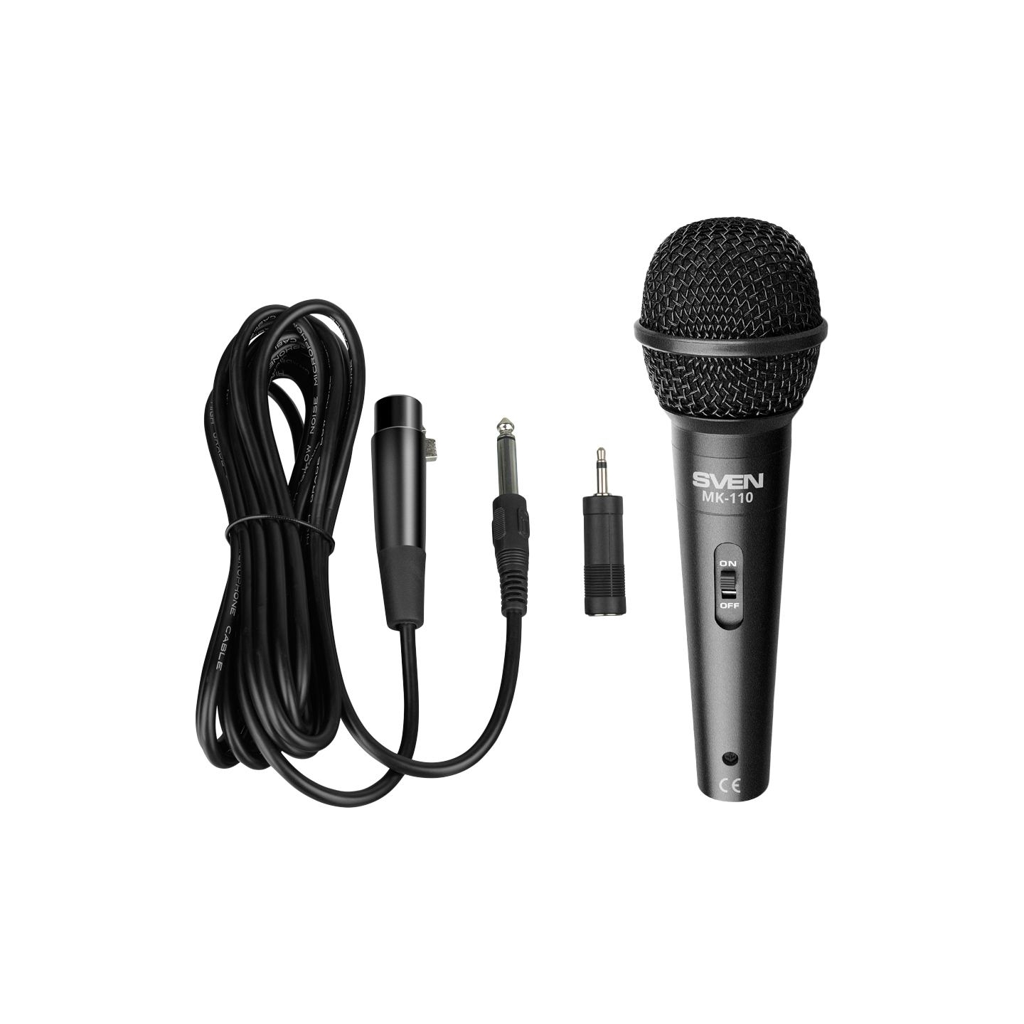 Sven Microphone SVEN MK-110 (wired, dynamic, metal, cable 4.0m, 6.3 / 3.5 mm jack, black)