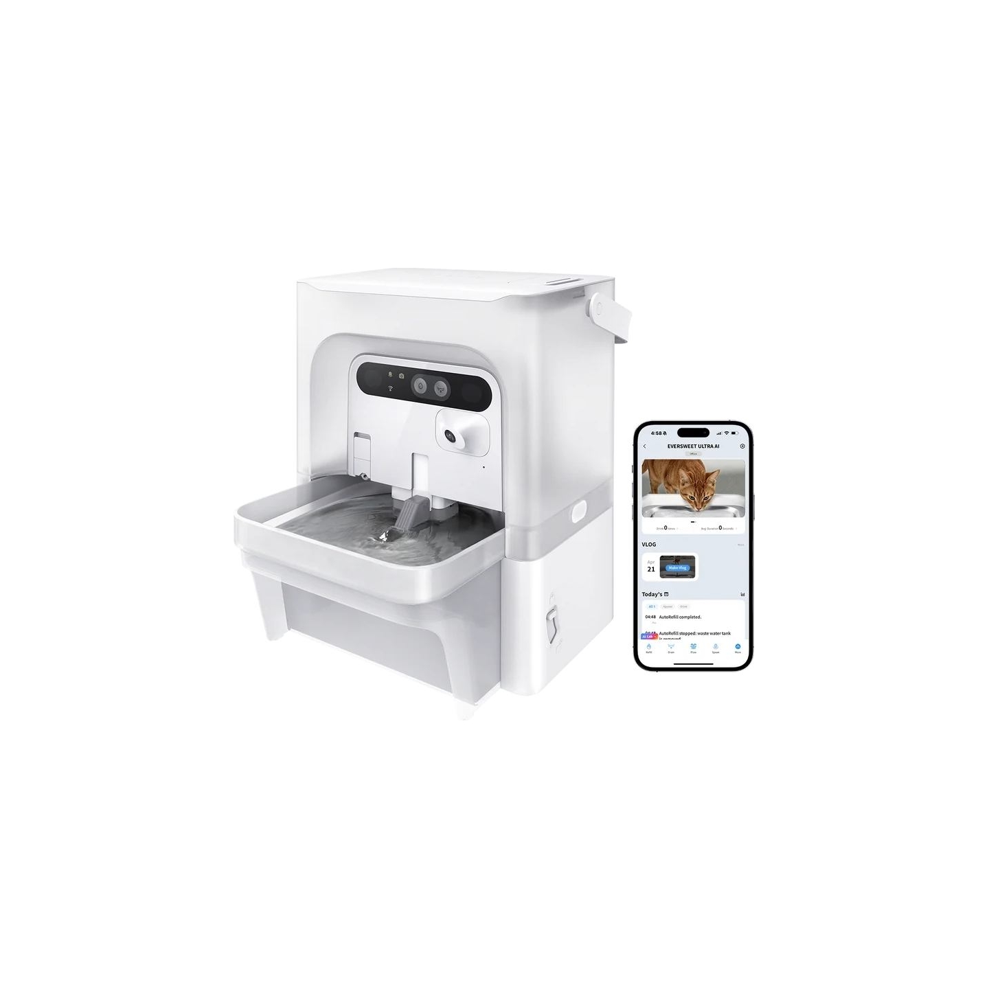 Petkit Pet Water Fountain with Camera | EverSweet Ultra | Capacity 5 L | Material ABS, 304 Stainless Steel, PP, PPO | White