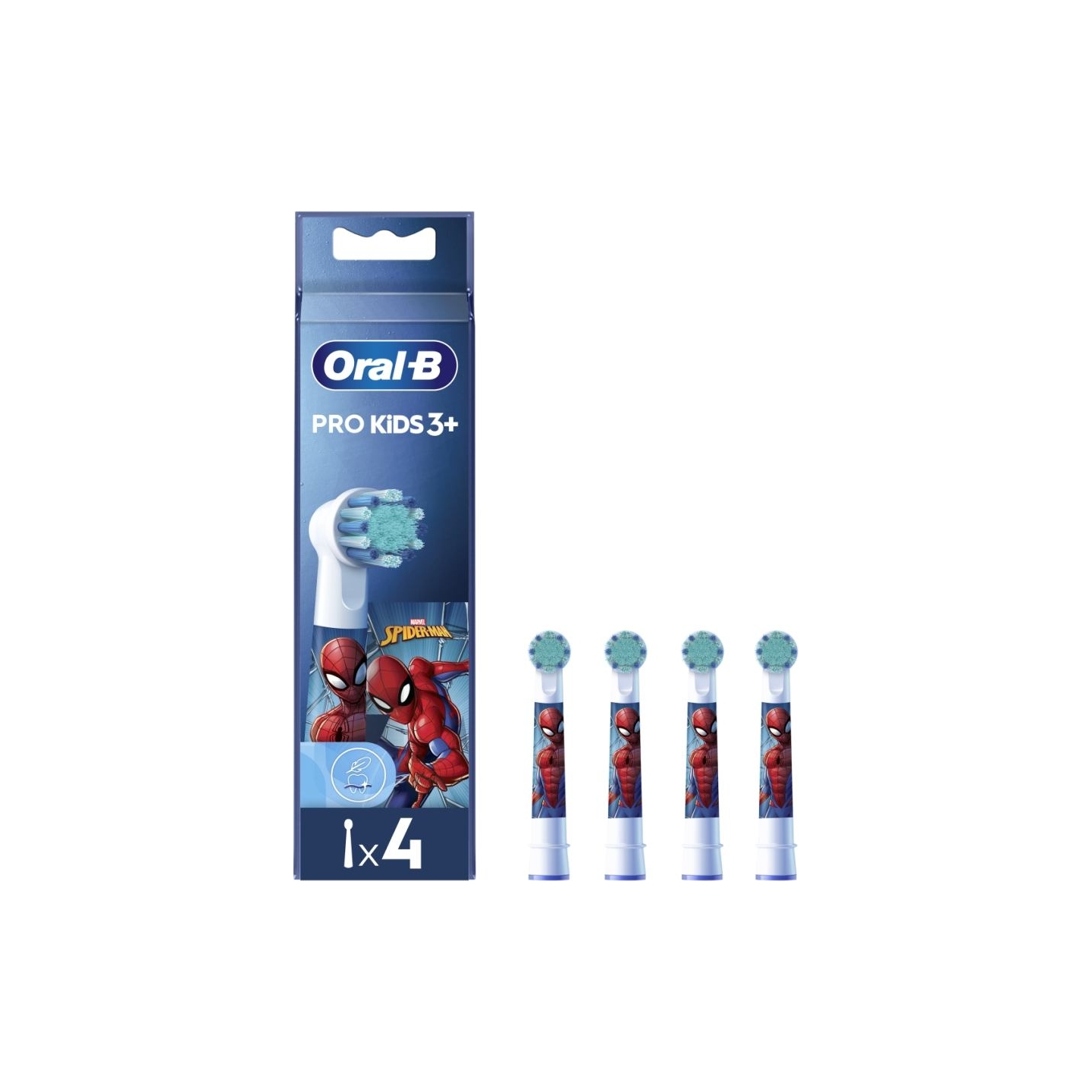 Oral-B Replacement Toothbrush Heads | EB10 4 refill Spiderman | Heads | For kids | Number of brush heads included 4