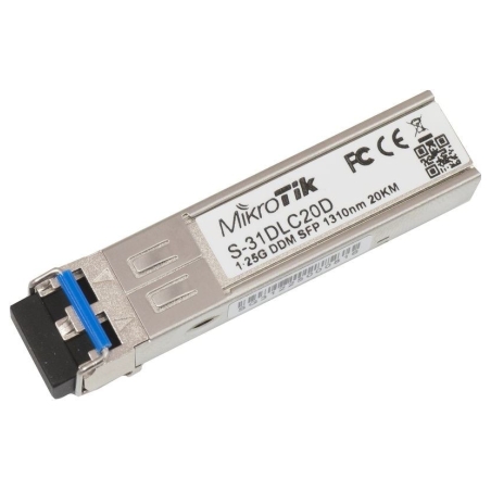 Mikrotik | S-31DLC20D | SFP | Single-Mode Fiber | Dual LC | 10/100/1000 Mbit/s | Wavelength 1310 nm | Maximum transfer distance 