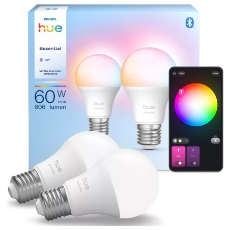 Philips Hue E WCA 806 A60 2P EU | E27 | 8 W | Bluetooth, Zigbee