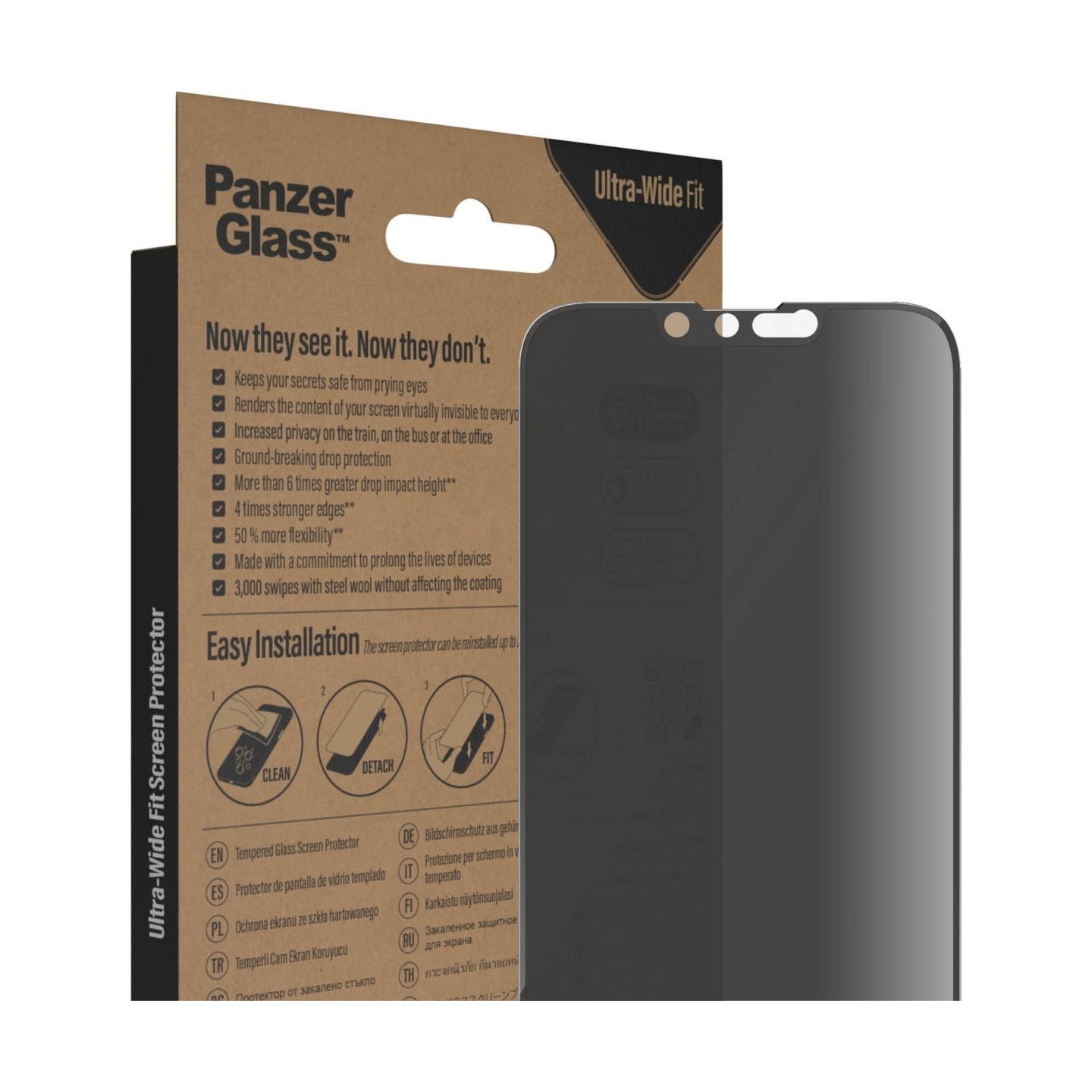Panzerglass | Screen protector | Apple | iPhone 14/13/13 Pro | Glass | Black | Ultra-Wide Fit | Privacy