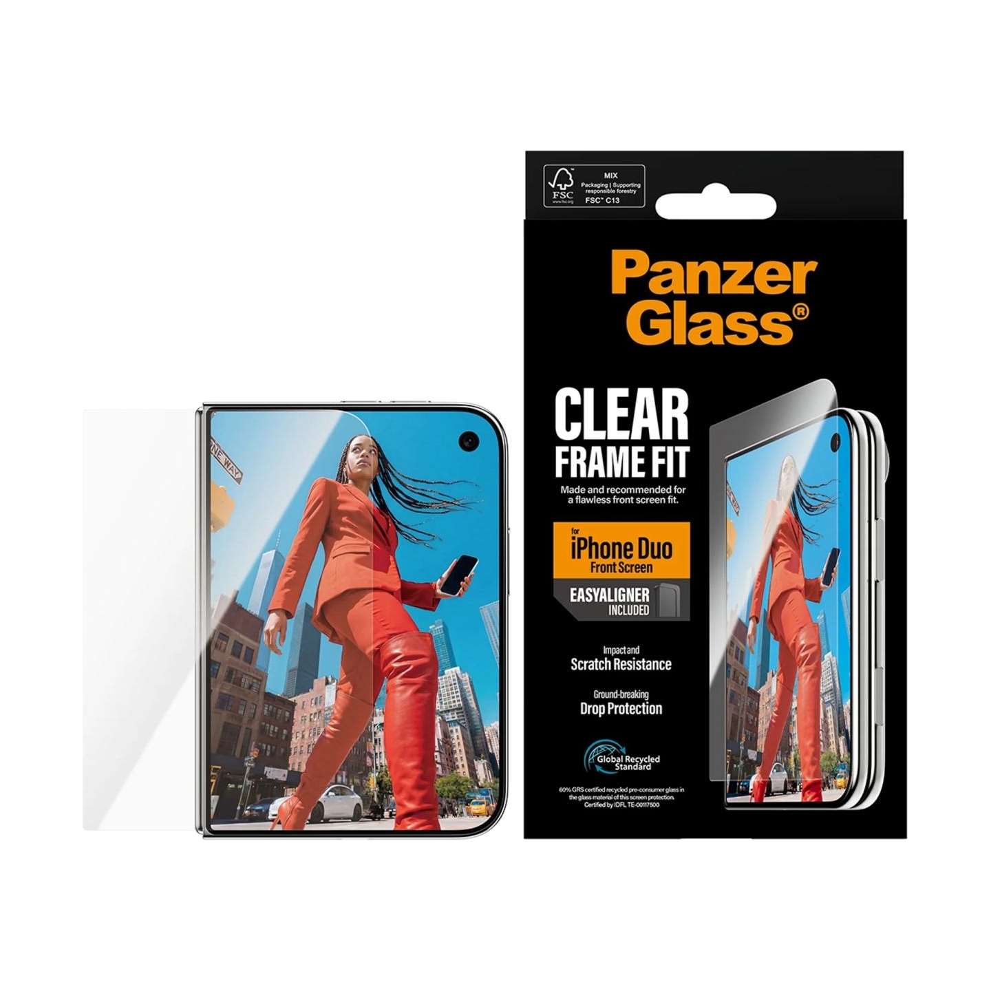 Panzerglass FrameFit w. EasyAligner | Screen protector | Apple | iPhone Duo | Glass | Transparent