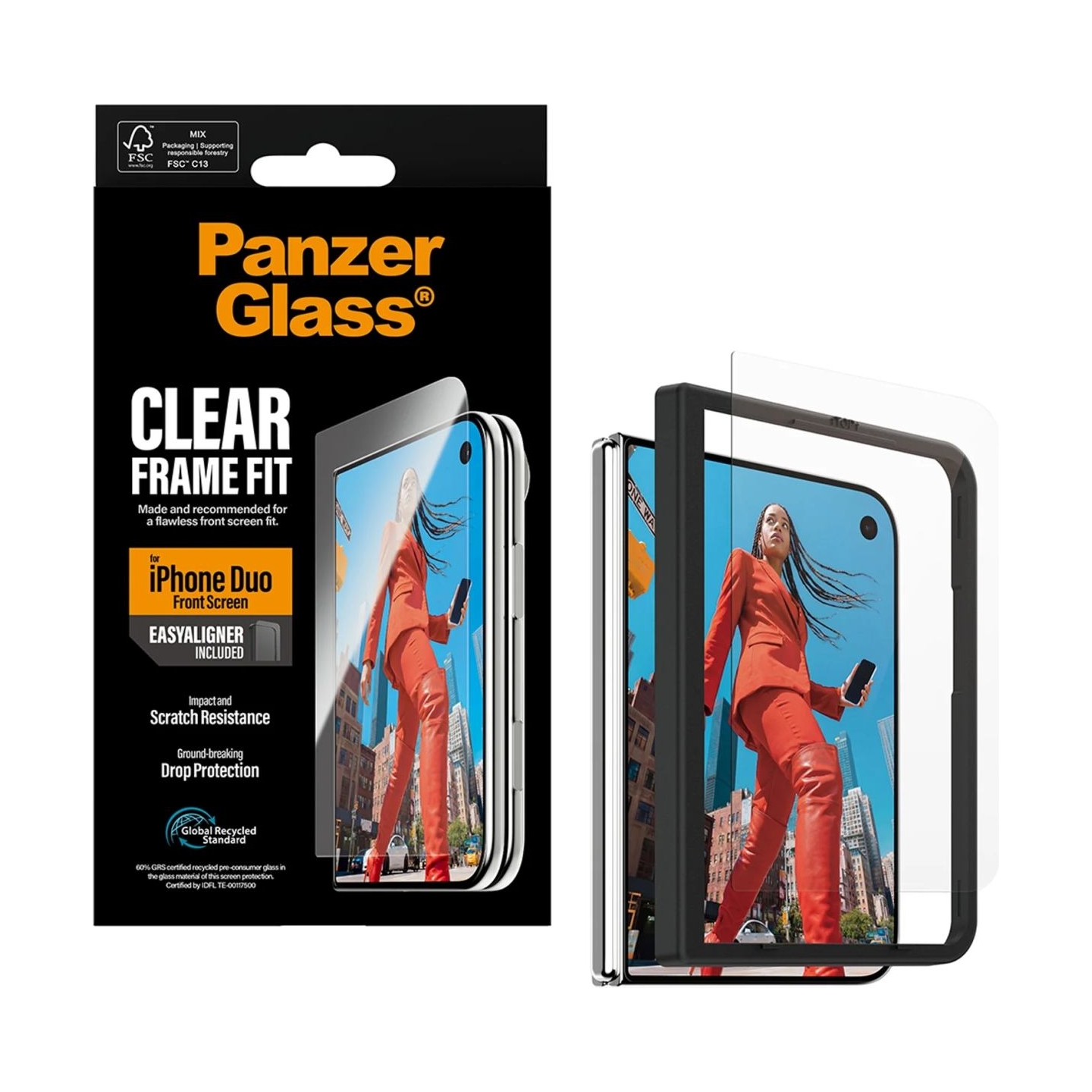 Panzerglass FrameFit w. EasyAligner | Screen protector | Apple | iPhone Duo | Glass | Transparent