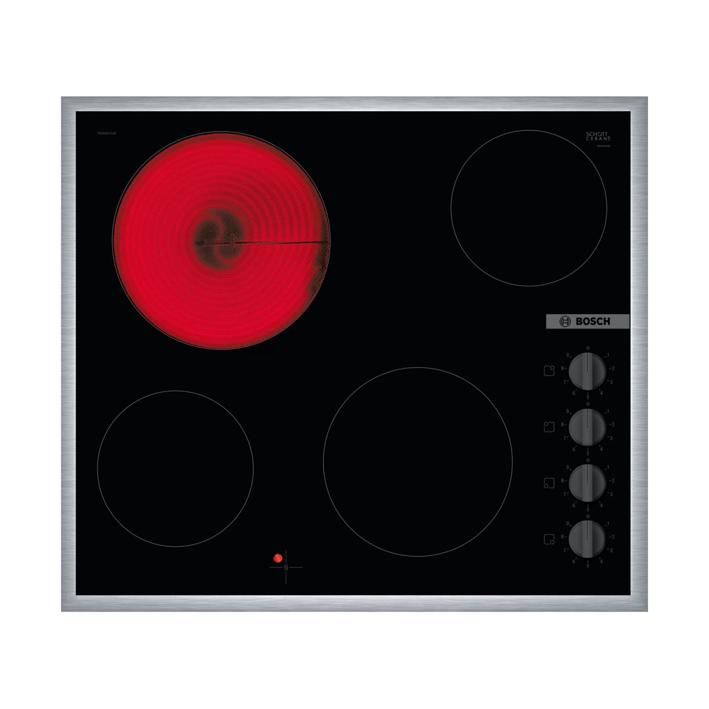 Bosch | Hob | PKE645CA2E | Vitroceramic | Number of burners/cooking zones 4 | Rotary knobs | Black