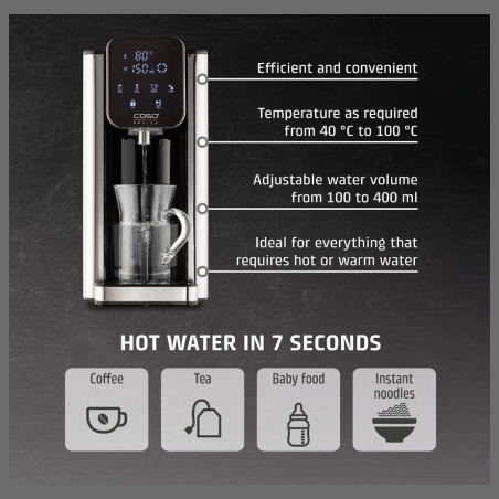 Caso HW 666 Inox | Turbo Hot Water Dispenser | Electric | 2200-2600 W | 2.7 L | Plastic/Stainless Steel | Stainless steel/Black