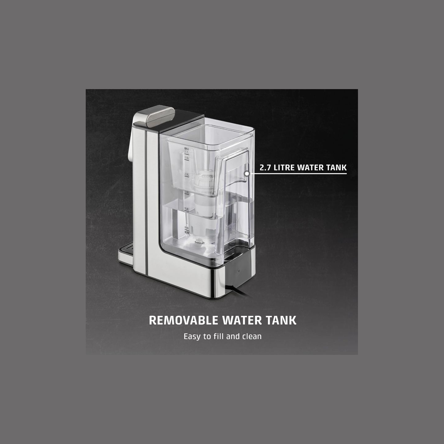 Caso HW 666 Inox | Turbo Hot Water Dispenser | Electric | 2200-2600 W | 2.7 L | Plastic/Stainless Steel | Stainless steel/Black