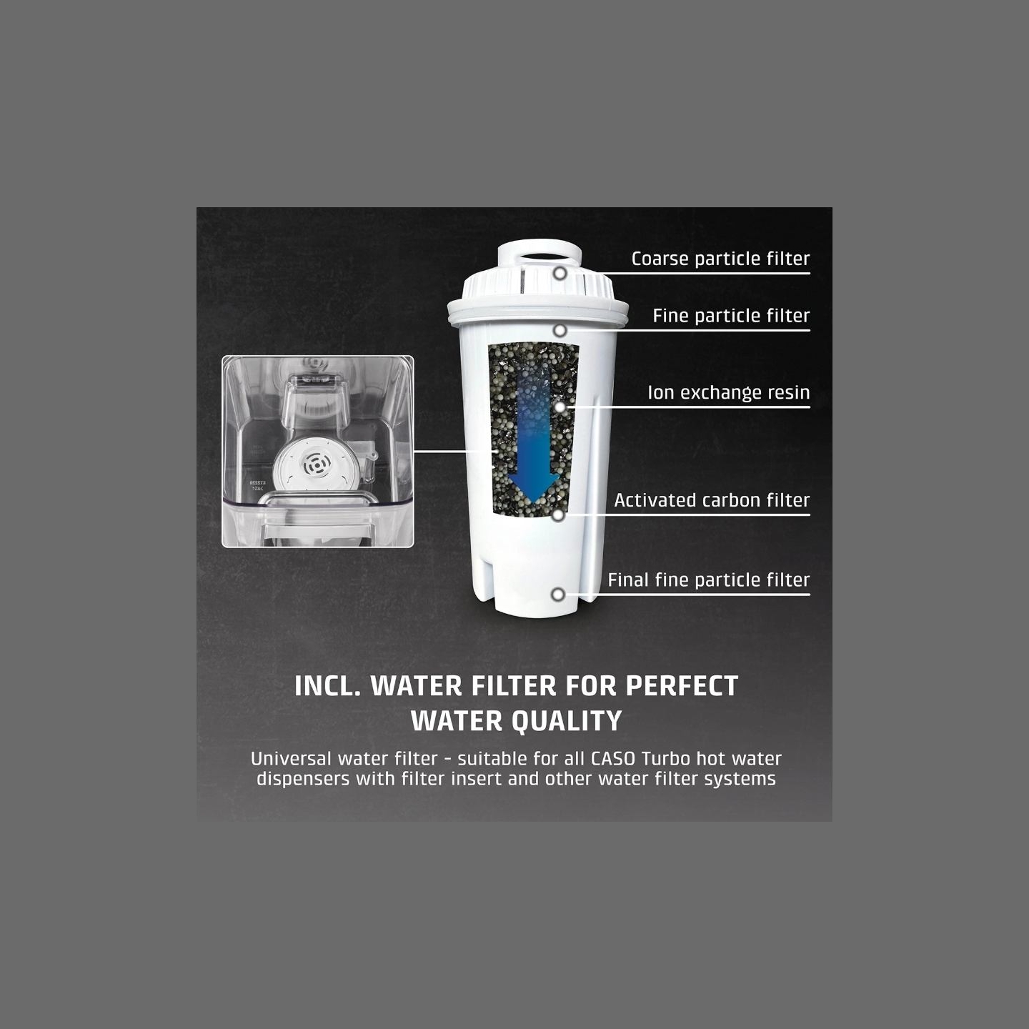 Caso HW 666 Inox | Turbo Hot Water Dispenser | Electric | 2200-2600 W | 2.7 L | Plastic/Stainless Steel | Stainless steel/Black