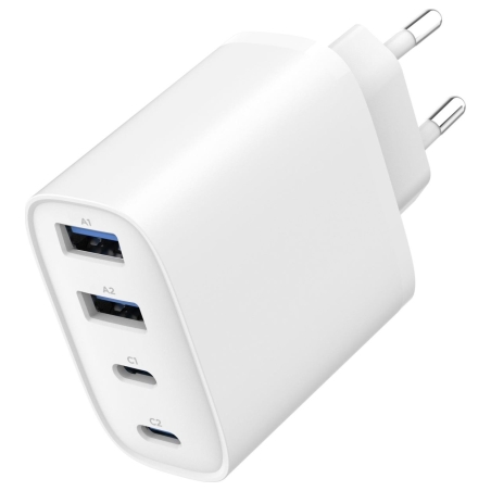 Gembird 4-port 40 W GaN USB PowerDelivery fast charger, White | TA-UC-2A2C-PD40-01-W | 2 x 4 pin USB Type A, 2 x 24 pin USB-C
