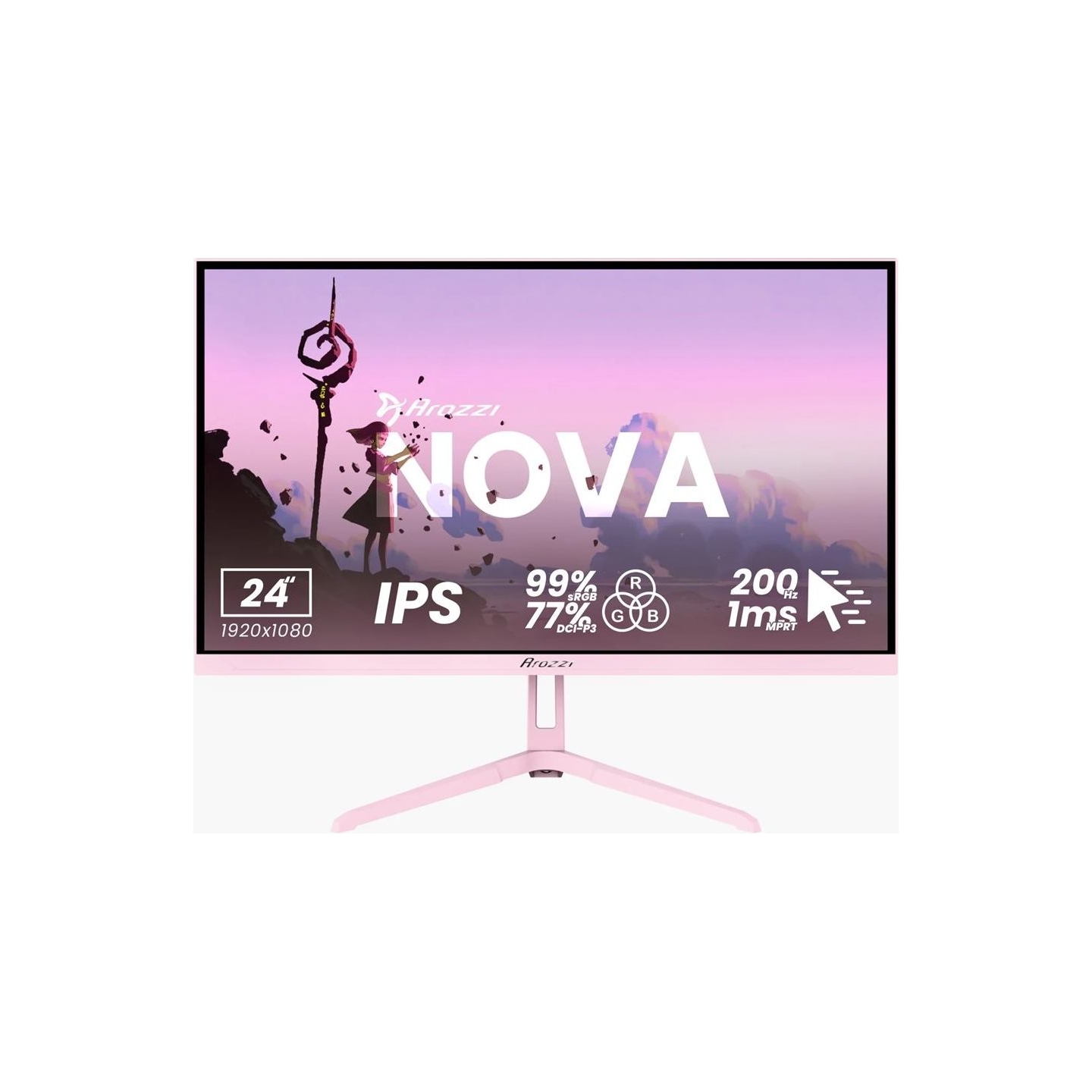 Arozzi | Nova | 24 " | IPS | 16:9 | 200 Hz | 1 ms | 1920 x 1080 pixels | 300 cd/m² | HDMI ports quantity 1 | Pink