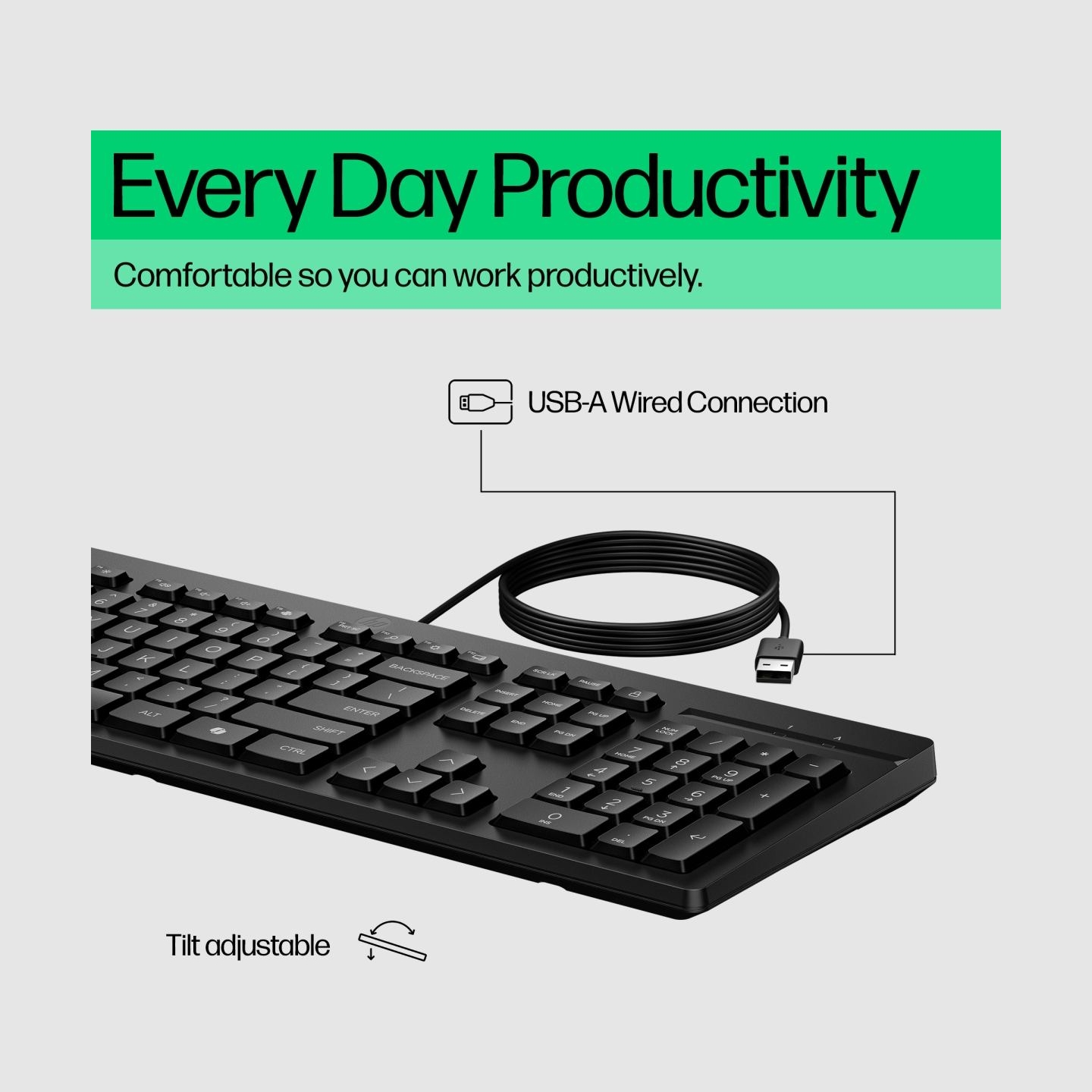 HP 125 G2 USB Wired Keyboard, Sanitizable, Copilot Key - Black - ESTONIAN / AY2Y7AA#ARK