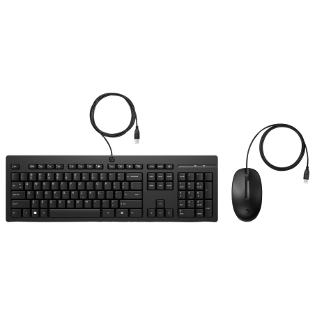 HP 225 G2 USB Wired Mouse Keyboard Combo, Copilot Key, spill resistant - Black - ESTONIAN / AX2Y7AA#ARK