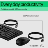 HP 225 G2 USB Wired Mouse Keyboard Combo, Copilot Key, spill resistant - Black - ESTONIAN / AX2Y7AA#ARK