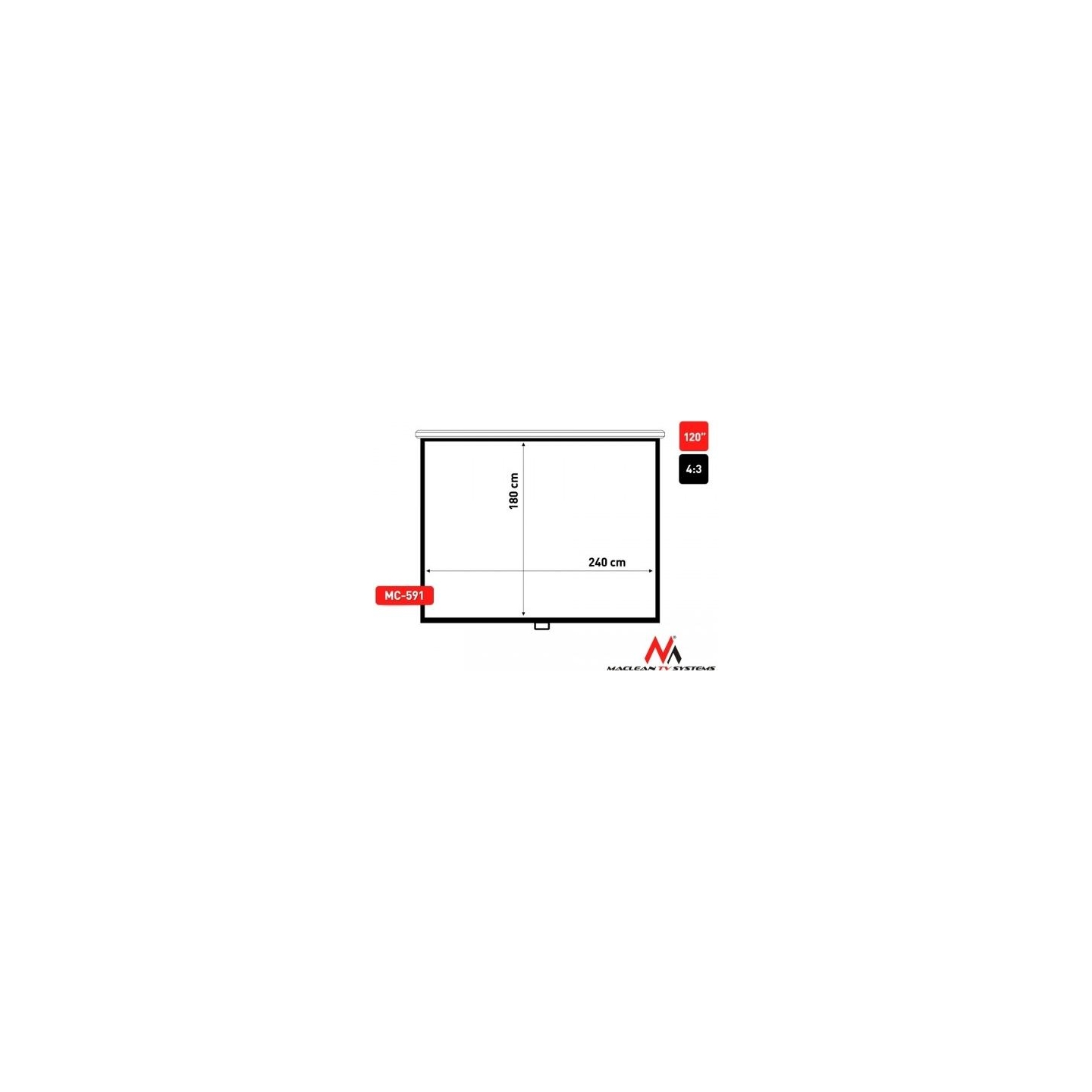 Maclean Projector screen 120'' 240x180cm 4:3 AUTO-LOCK