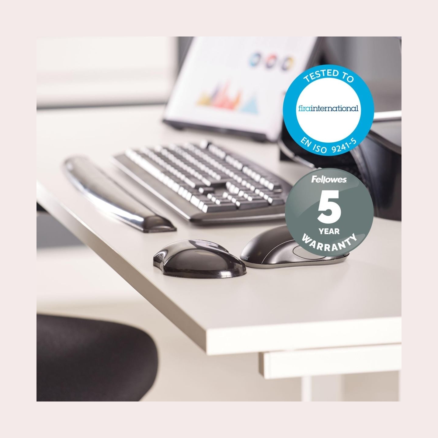Fellowes MOUSE PAD WRIST SUPPORT/BLACK 9112301 FELLOWES