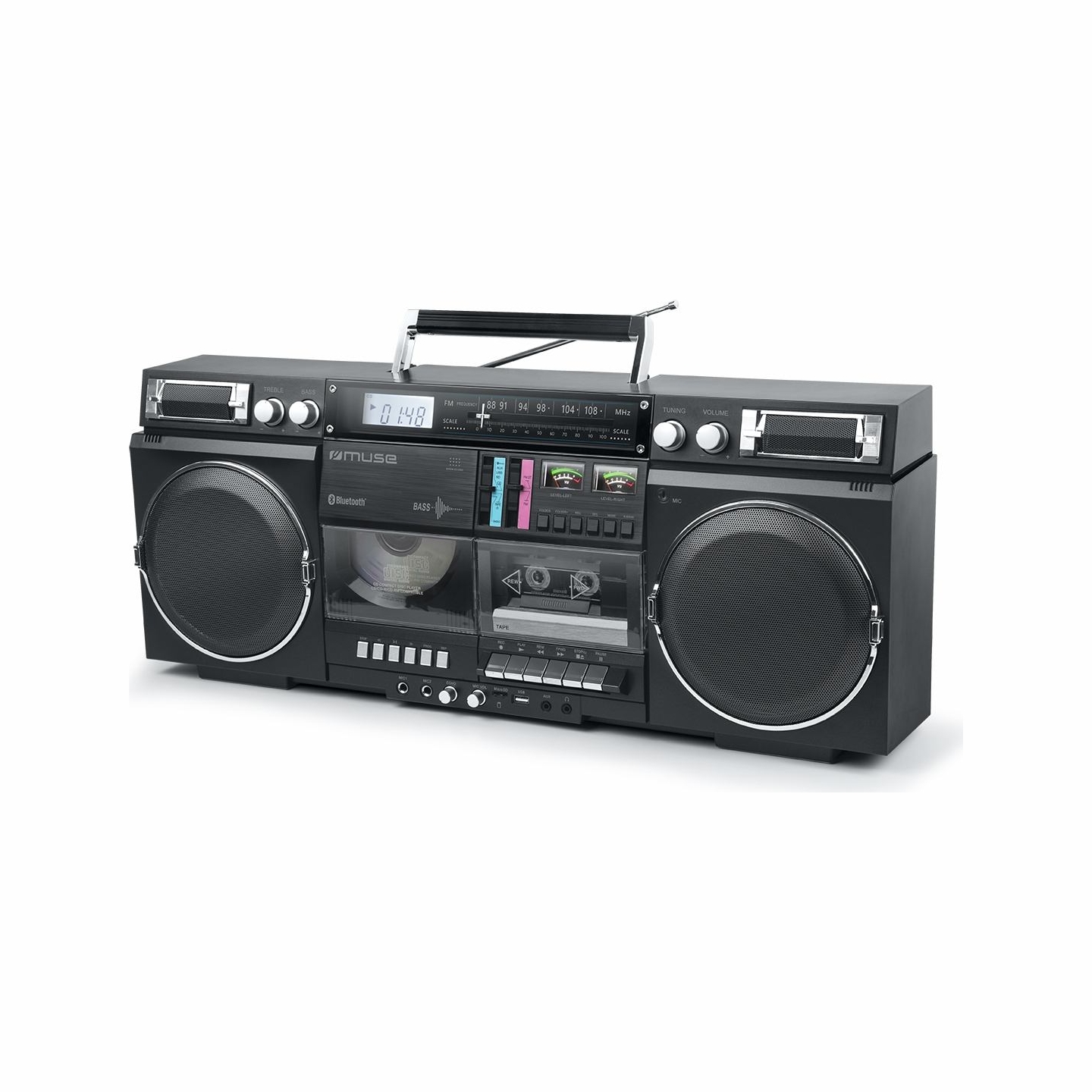 Muse | Ghetto Blasters | M-380 GB | AUX in | Bluetooth | Cassette deck | CD player | Black