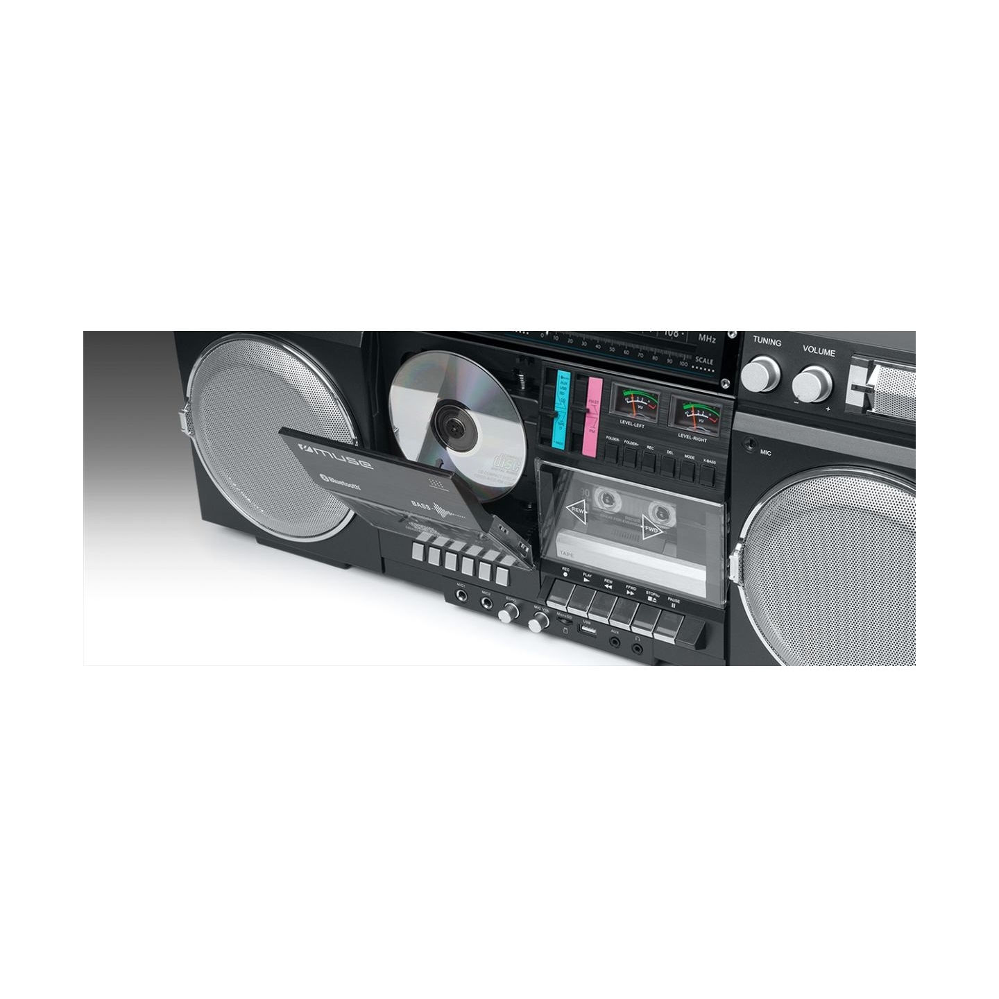 Muse | Ghetto Blasters | M-380 GB | AUX in | Bluetooth | Cassette deck | CD player | Black