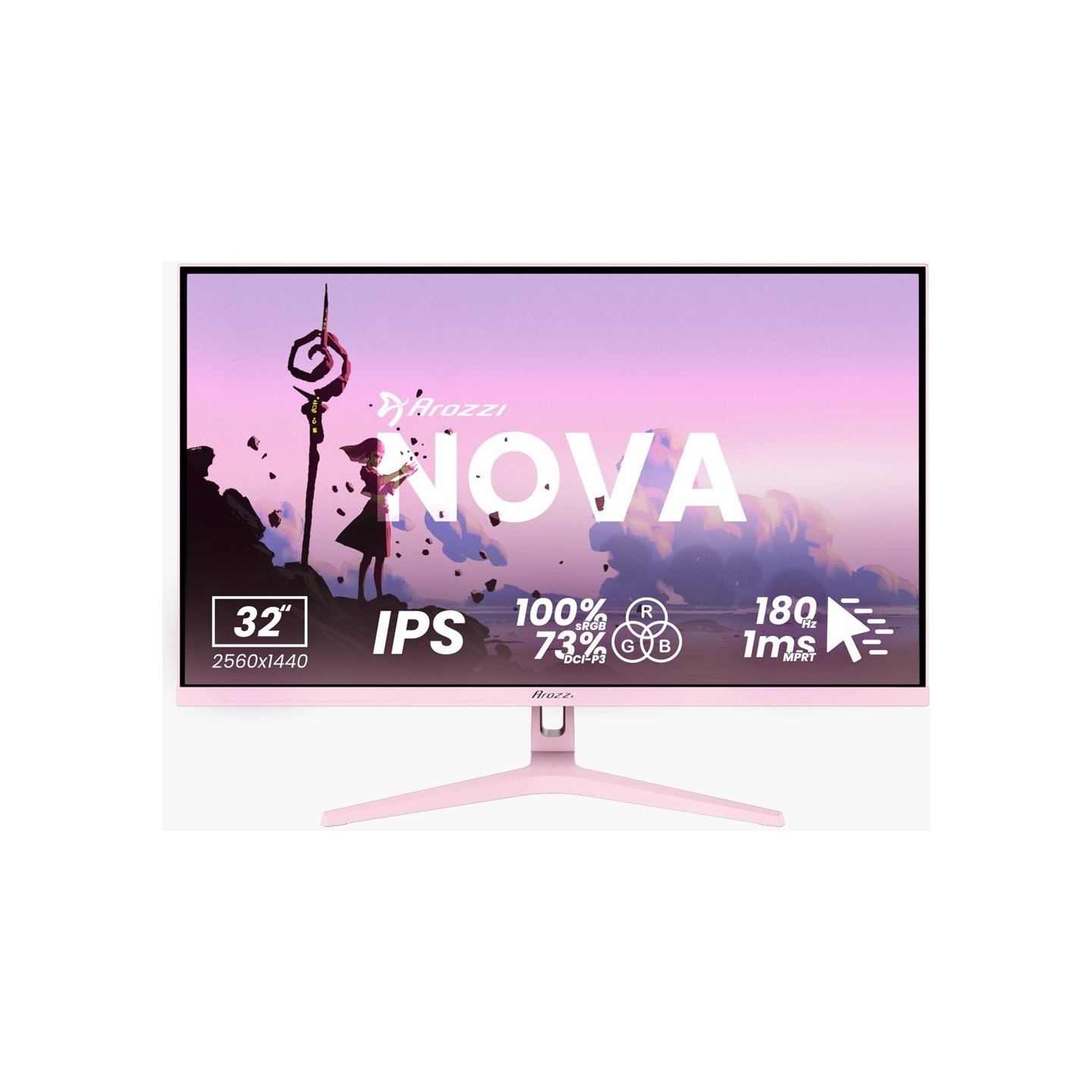 Arozzi | Nova | 32 " | IPS | QHD | 16:9 | 180 Hz | 1 ms | 2560 x 1440 pixels | 300 cd/m² | HDMI ports quantity 2 | Pink