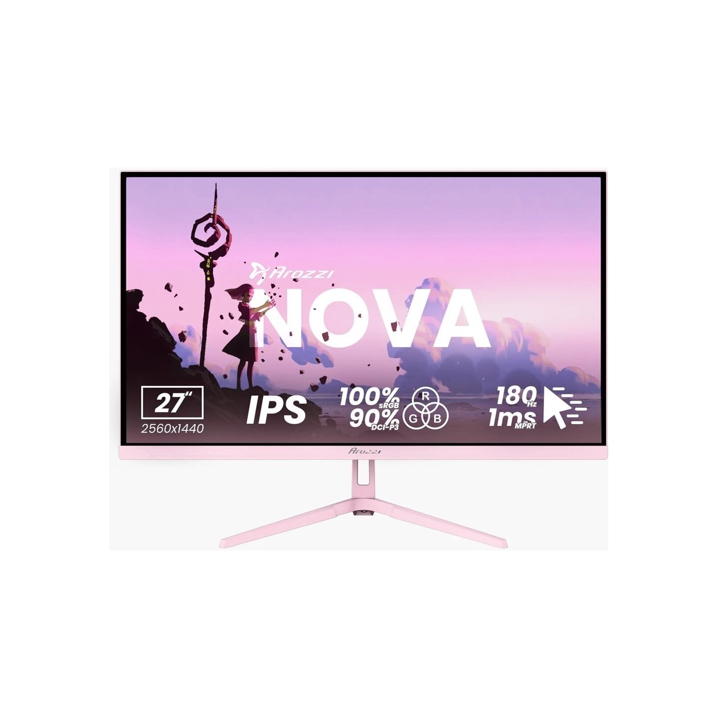 Arozzi | Nova | 27 " | IPS | QHD | 16:9 | 180 Hz | 1 ms | 2560 x 1440 pixels | 350 cd/m² | HDMI ports quantity 2 | Pink