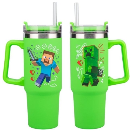 Paladone Minecraft Green 900ml Insulated Cup and Straw
