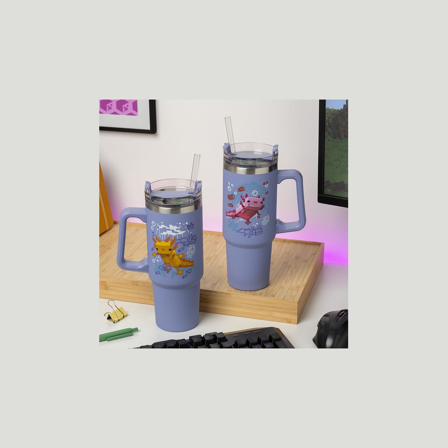 Paladone Minecraft Purple 900 ml Insulated Cup with Straw
