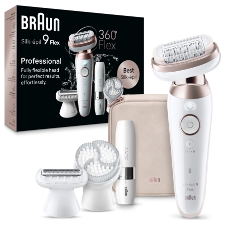 Braun Epilator | SES9-360 Silk épil 9 Flex 3D | Operating time (max) 50 min | Number of power levels 1 | Wet & Dry | White/Rose
