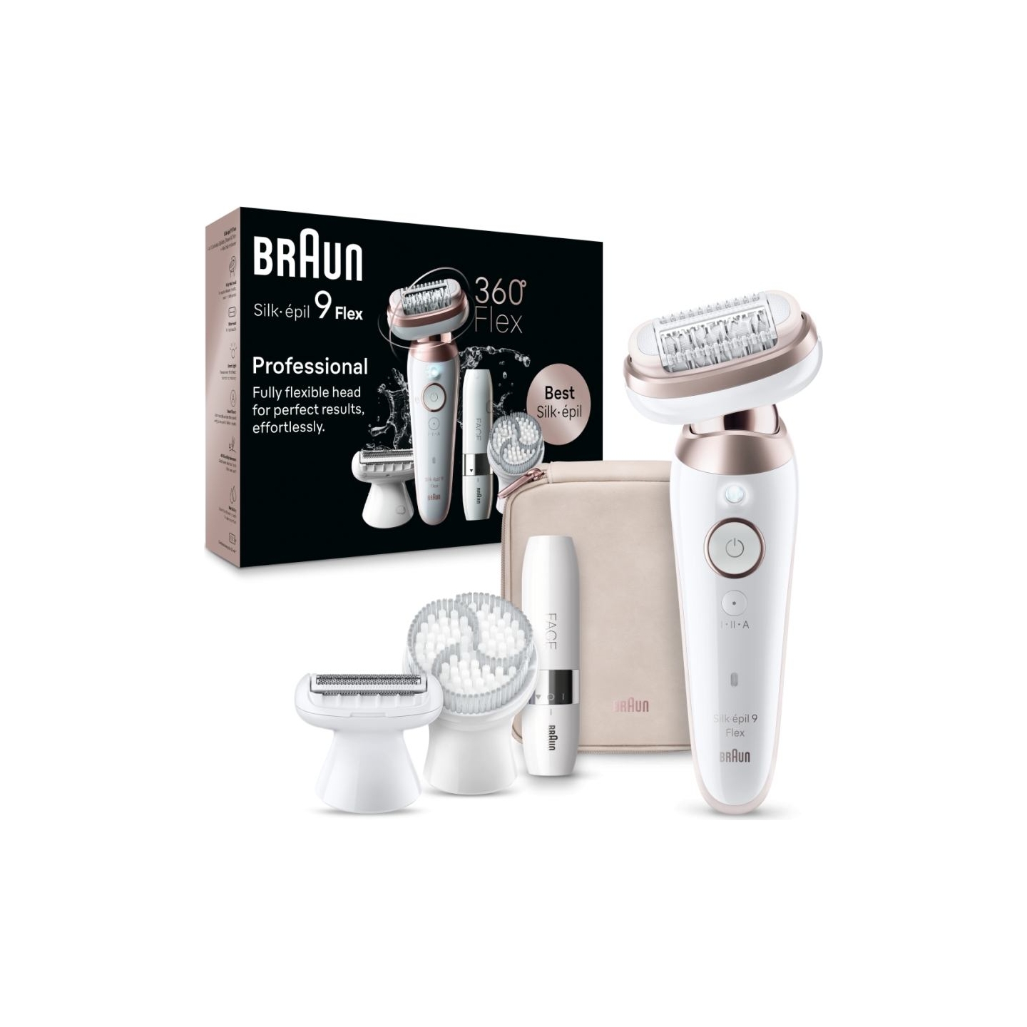 Braun Epilator | SES9-360 Silk épil 9 Flex 3D | Operating time (max) 50 min | Number of power levels 1 | Wet & Dry | White/Rose