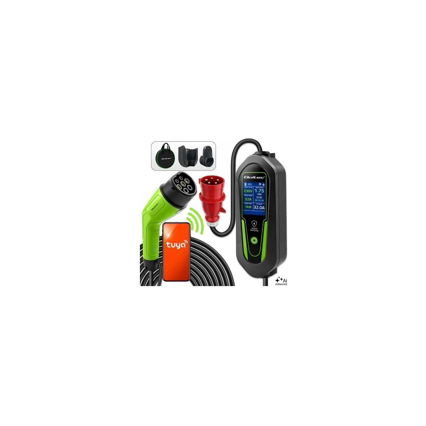 Qoltec Charger for EV and hybri ds 7kW 230V CEE32A WiFi