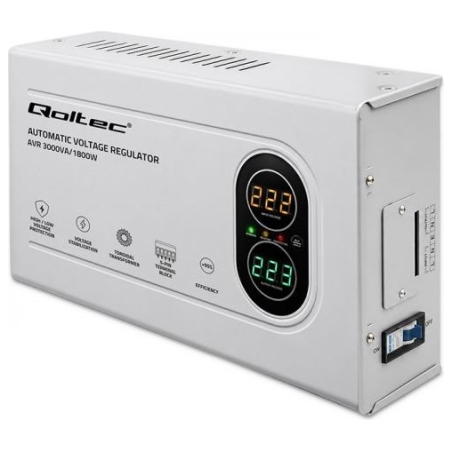 Qoltec Voltage Stabilizer AVR 3000VA 1800W Troidal