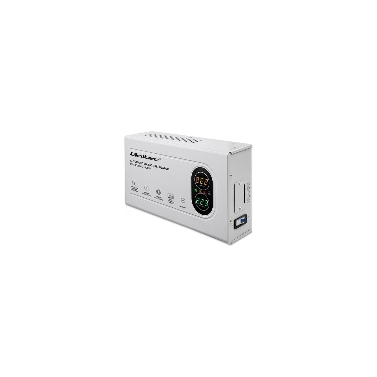 Qoltec Voltage Stabilizer AVR 3000VA 1800W Troidal