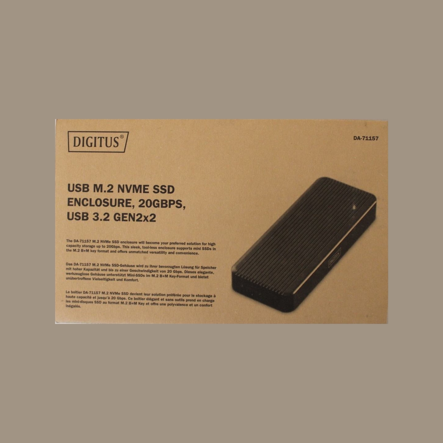 Digitus | Digitus USB M.2 hard disk enclosure, SSD, external, NVMe, 20Gbps, USB 3.2 Gen2x2 | DA-71157 | DEMO