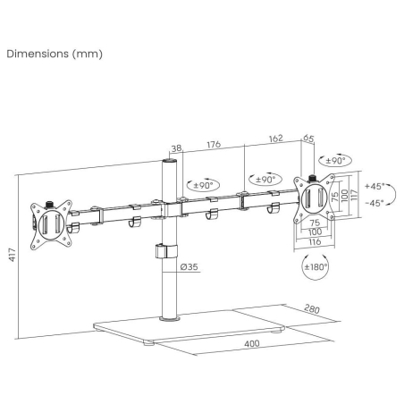 Gembird Dual monitor desk stand