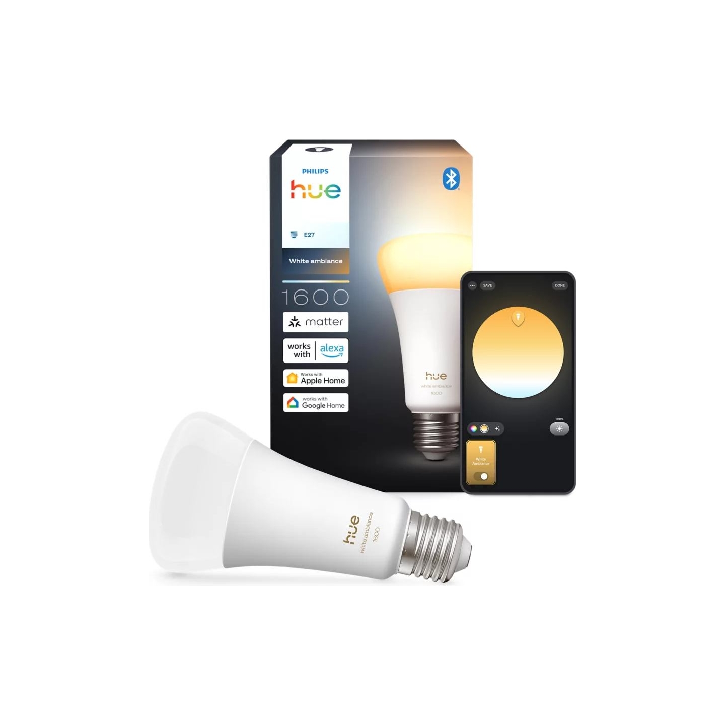 Philips Hue WA 1600 A67 1P EU | E27 | 11.8 W | White and colour light | Bluetooth and Zigbee