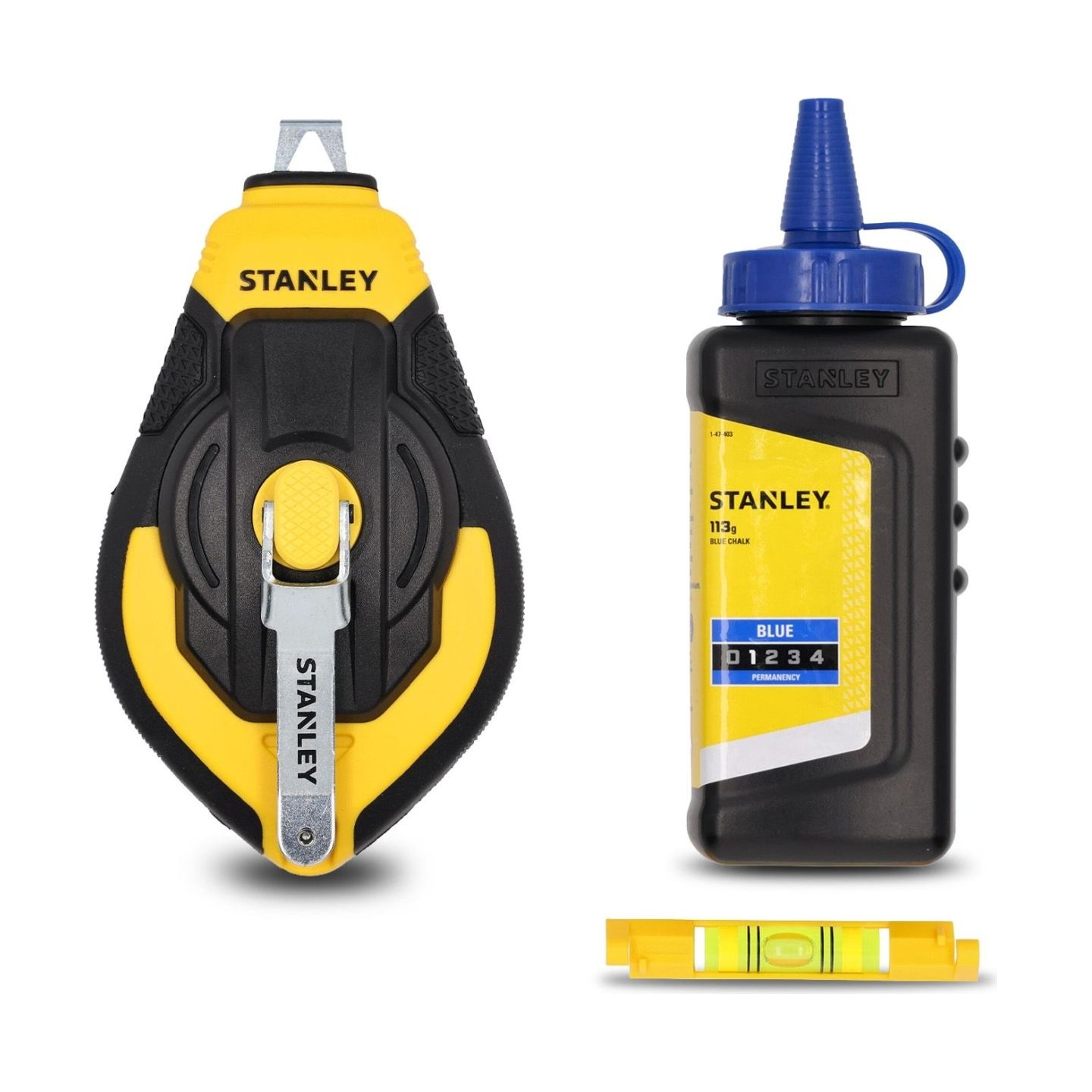 Stanley STHT47312-0 30M 3:1 Comfort Grip Reel Kit With Blue Chalk and Line Level
