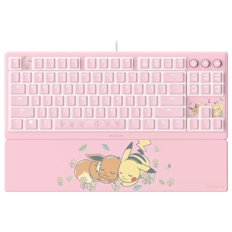 Razer Ornata V3 Tenkeyless | Gaming keyboard | Wired | US | Razer Mecha-Membrane Switches | Wrist Rest | Pikachu Eevee Edition