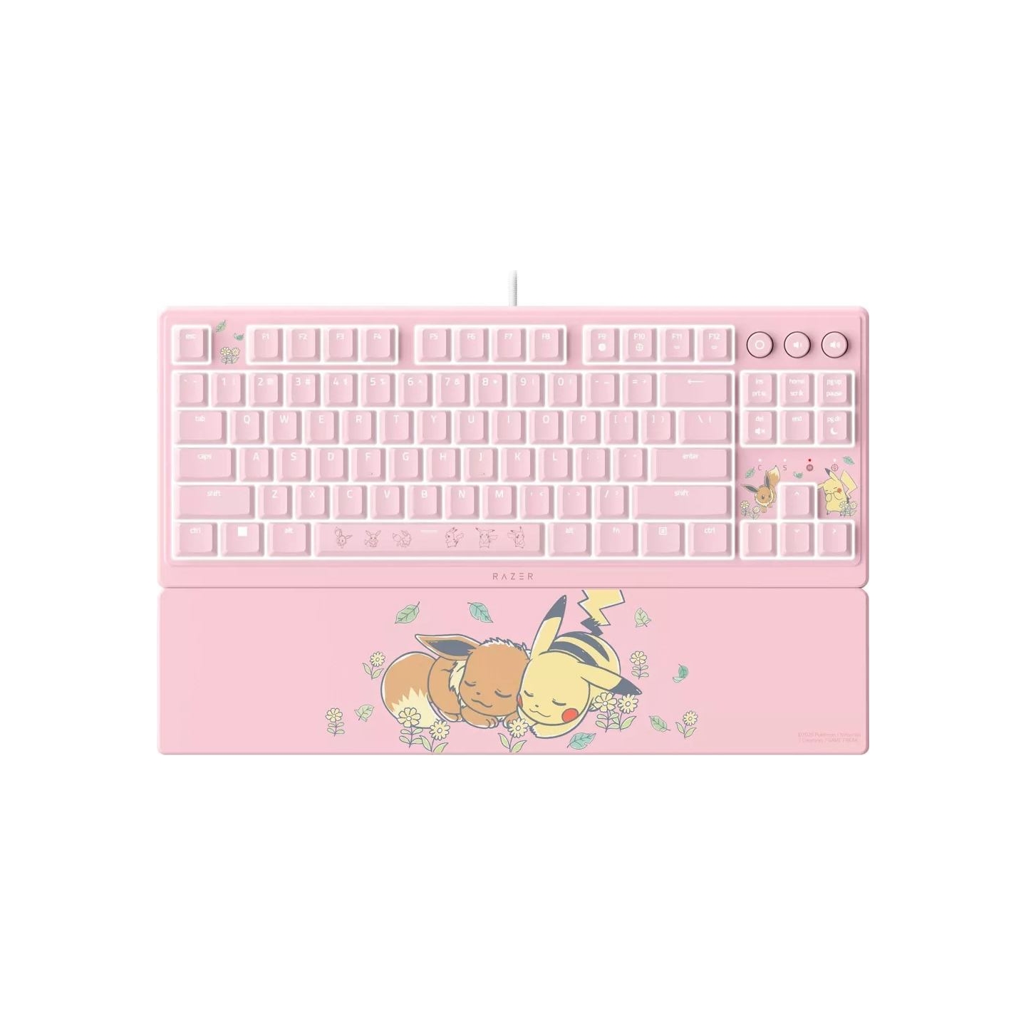 Razer Ornata V3 Tenkeyless | Gaming keyboard | Wired | US | Razer Mecha-Membrane Switches | Wrist Rest | Pikachu Eevee Edition