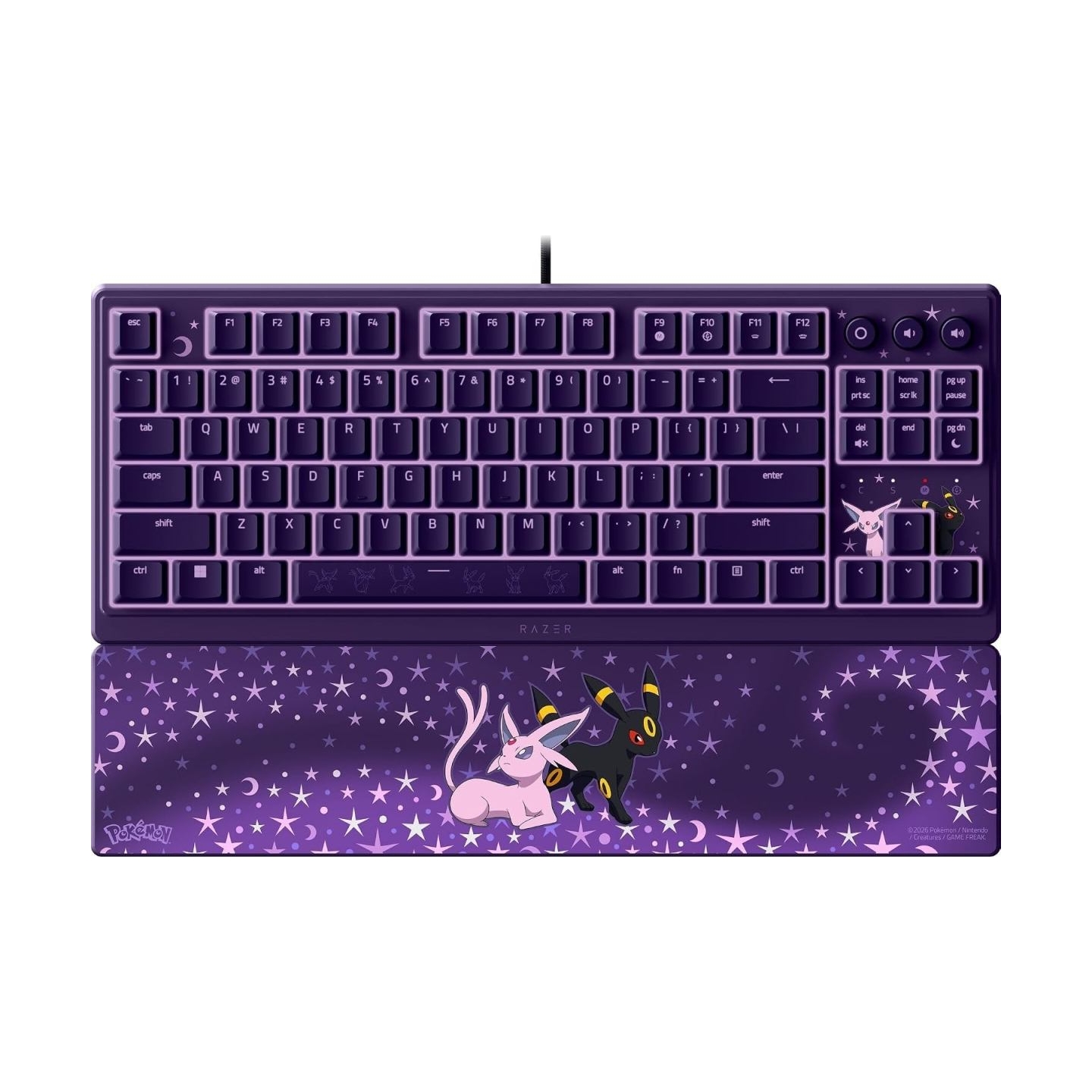 Razer Ornata V3 Tenkeyless | Gaming keyboard | Wired | US | Razer Mecha-Membrane Switches | Wrist Rest | Pokémon Espeon/Umbreon 